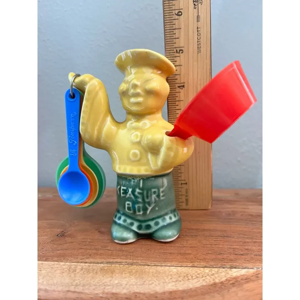 Measure Boy Measuring Spoon Holder Vtg 50's Kitschy #1 Retro Kitchen Set Novelty